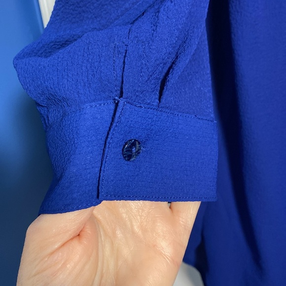 Joan Rivers Button Down Tunic, 3/4 Sleeve, Blue, Medium - Picture 3 of 8
